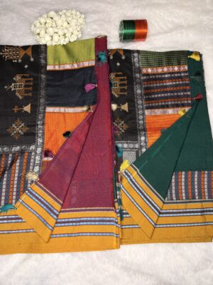 Multicolour Handwoven-Style Traditional Saree
