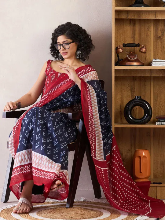 Batik Ready to Wear Ikat Saree - Image 4