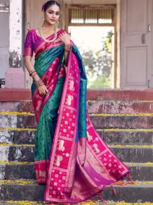 Ethnic Motifs Zari Silk Blend Saree